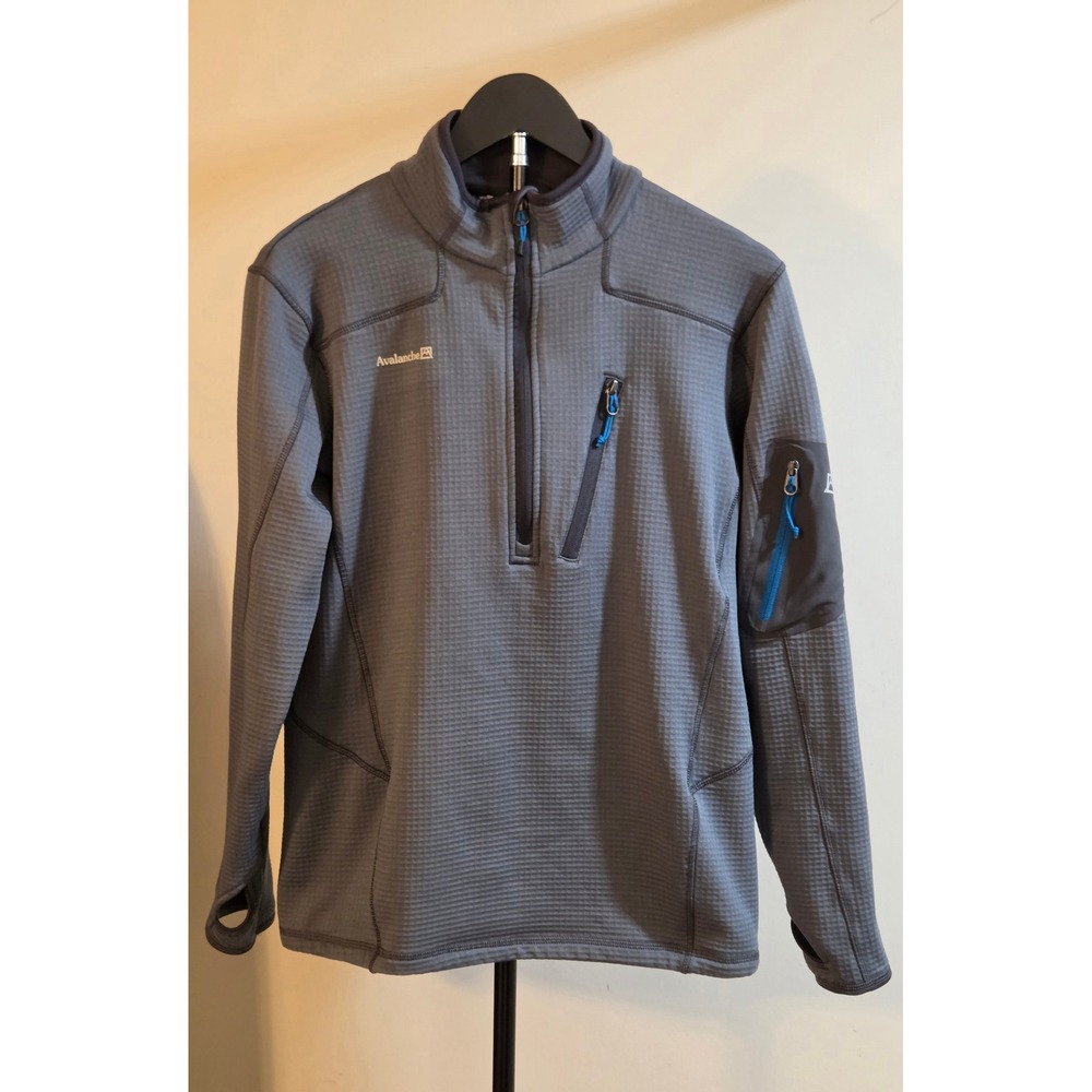 Avalanche Grid Half Zip Pullover Womens Small Gray Thumbholes Spandex Blend